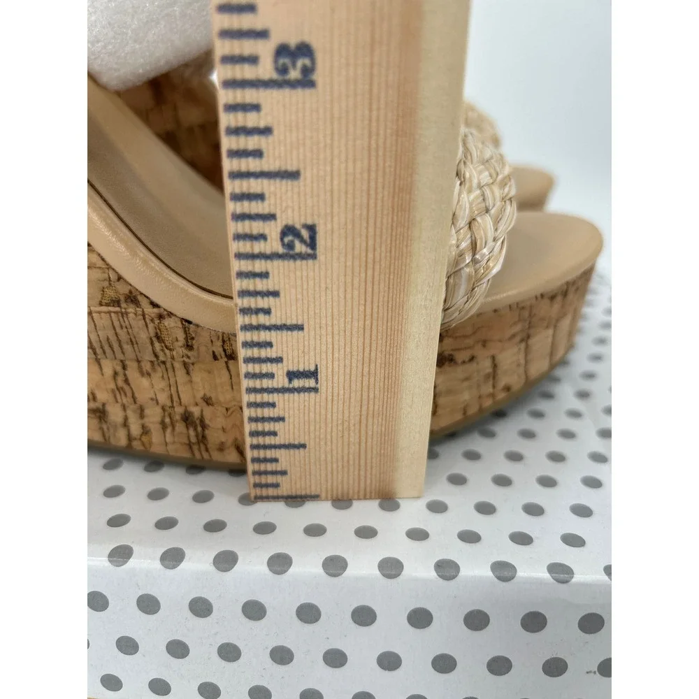 Delicious Bennett-S Womens Raffia Cork Wedge‎ Sandals Natural Tan Platform 8.5